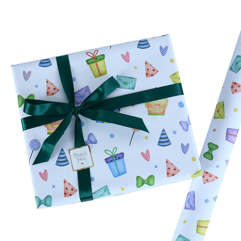 Amazon nuevo papel adhesivo doble Inglés Día de San Valentín Regalo de Cumpleaños embalaje vacaciones regalo papel DIY traje