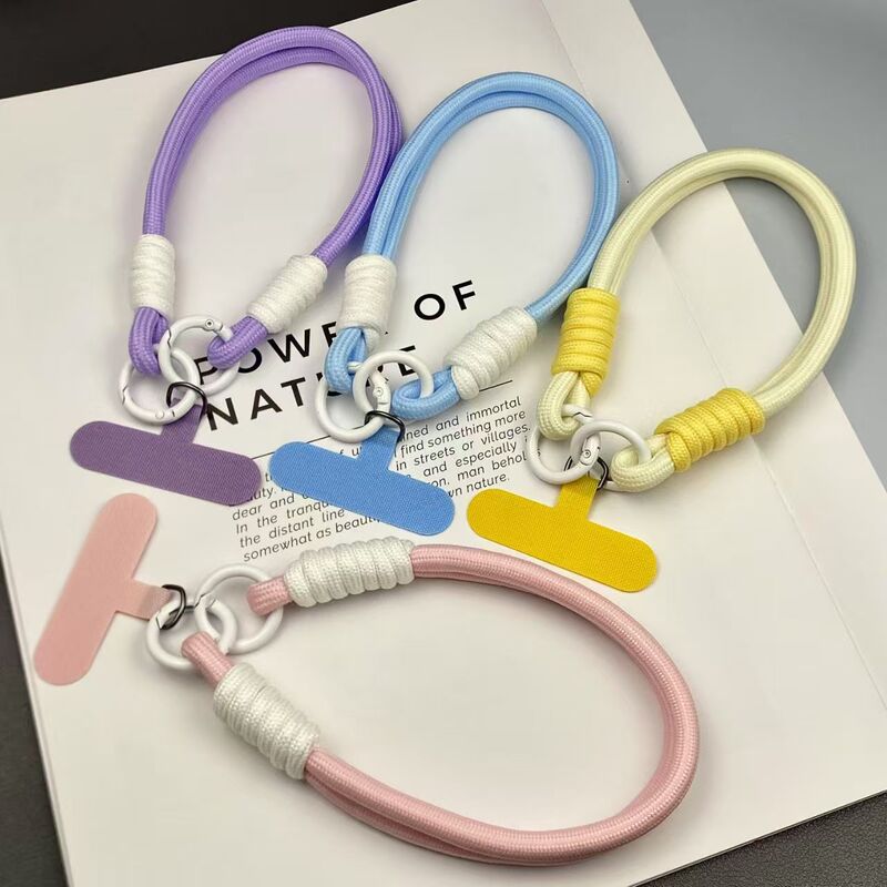 Double Spring Buckle M24 Simple Colorful Hand-Woven Rope Keychain Universal Mobile Phone Case Lanyard Car Key Ring Double