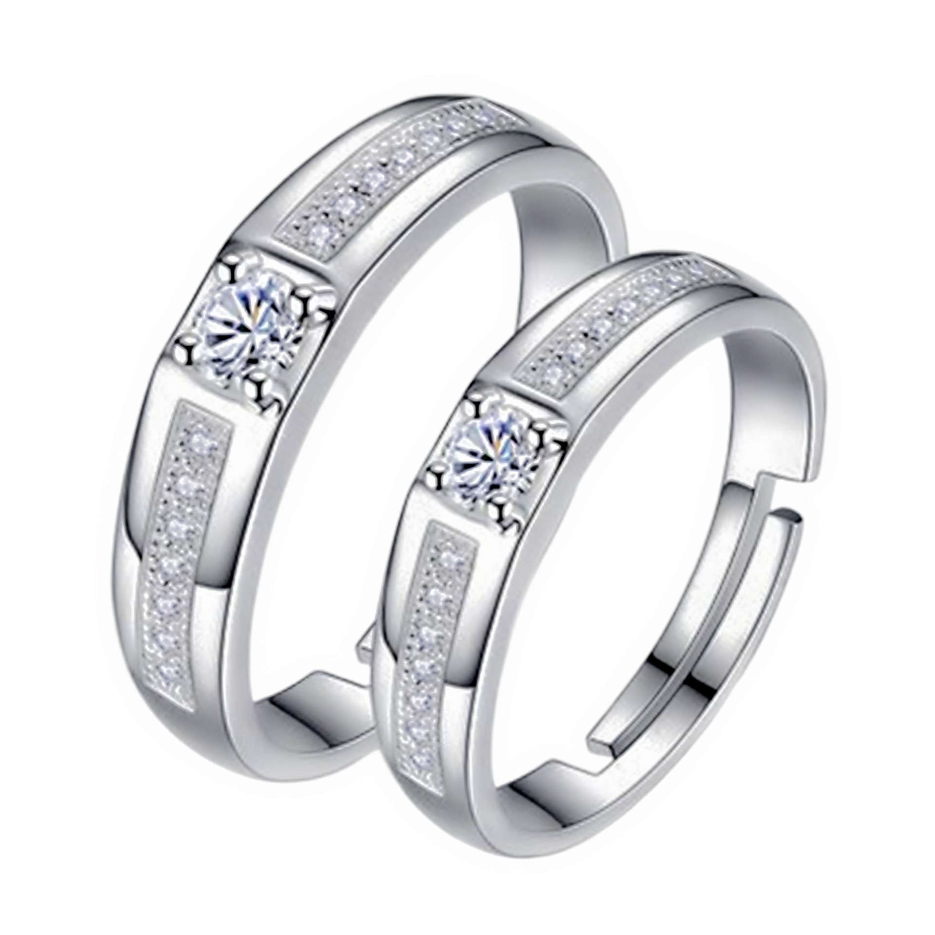 Jinjia Huayin wedding ring female couple ring opening creative inlaid zircon crystal ring spot wholesale