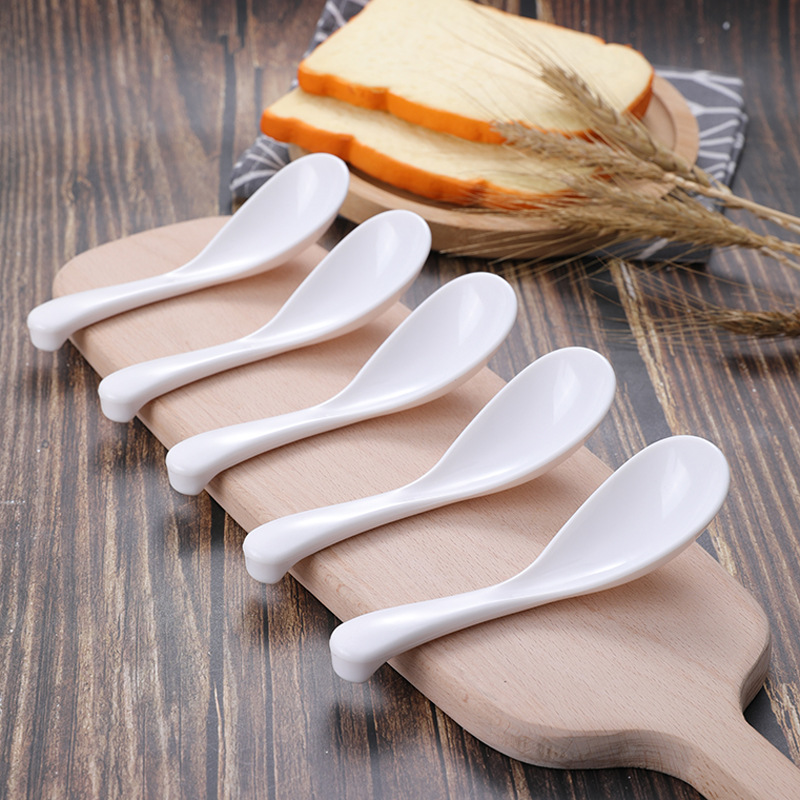 食品PP塑料小汤勺5只装 餐馆家用小汤勺 白色小平勺调羹批发|ms