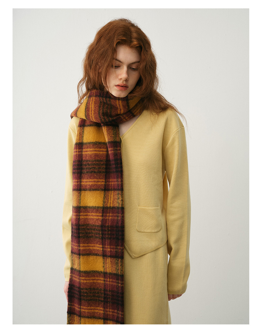 Kaschmirschal Kariert Im Retrodesign Für Damen Winterweiches Tuch_voghion.com