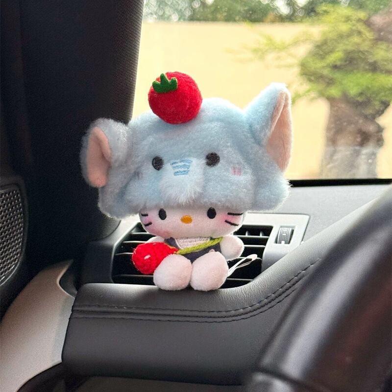 手作kitty大象头套kt毛绒汽车安全带护肩套防勒脖车内饰品礼物|undefined