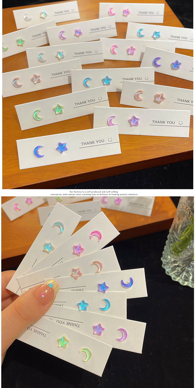 Daily Occasion Mocha Material Sweet Star Moon Epoxy Mocha Ear Studs