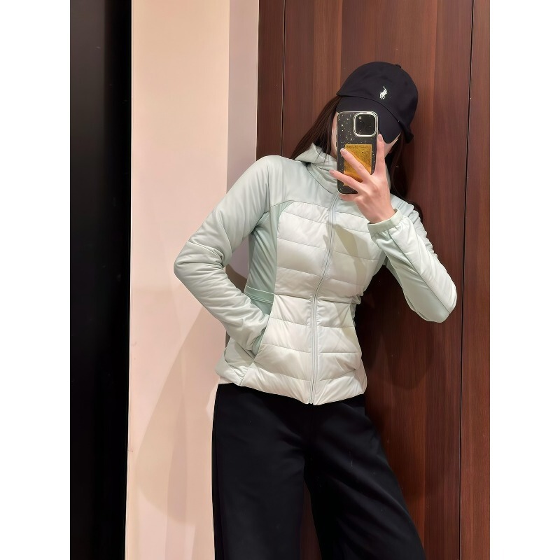 Source Factory Lulu Same Style Sports down Jacket 90 Slim Fit Winter Running Lightweight Hooded Lulu Jacket for Women