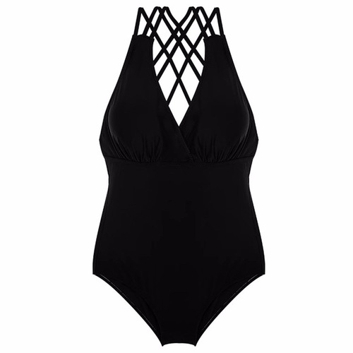 Korean-style women's swimsuit with shoulder straps, large open back, waist-cinching, belly-hiding, conservative, slimming, small bust, hot spring vacation one-piece swimsuit