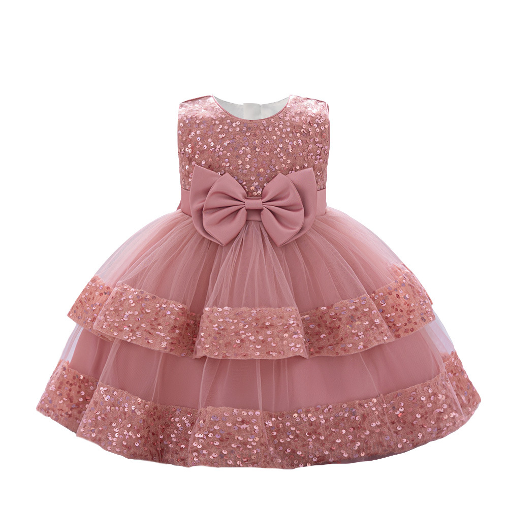 Vestido de novia de niña transfronteriza vestido de princesa para niños pastel de lentejuelas vestido de malla baby party dress