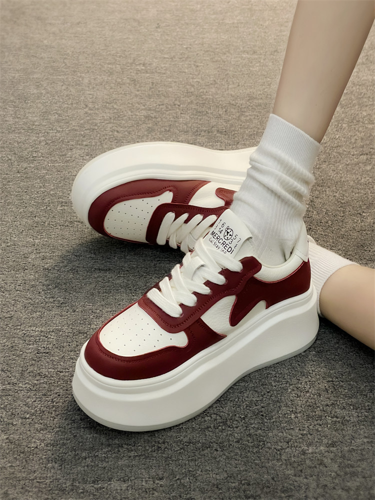 Baskets Femme Blanches Plateforme Sneakers Tendance Printemps Automne_voghion.com