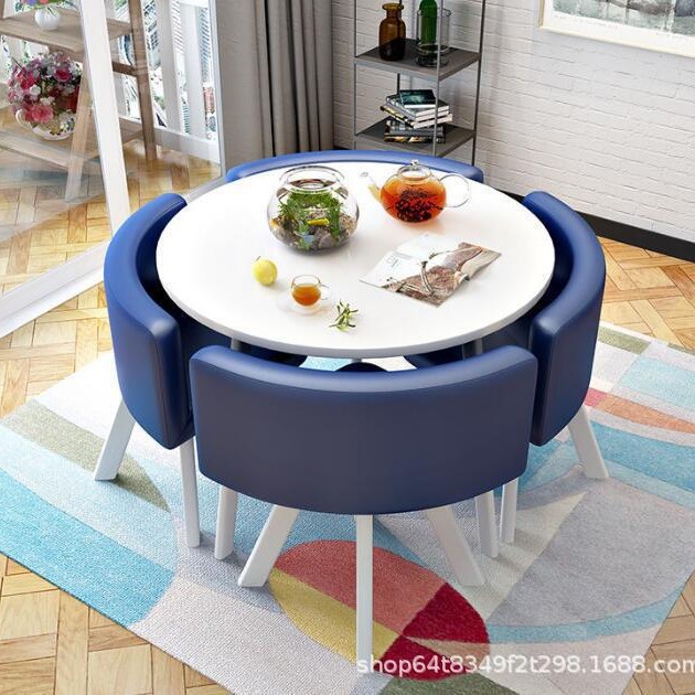 Conjunto de mesa y sillas para recepción, mesa de negociación, mesa y sillas para recepción de tienda, mesa redonda pequeña de oficina, estilo empresarial