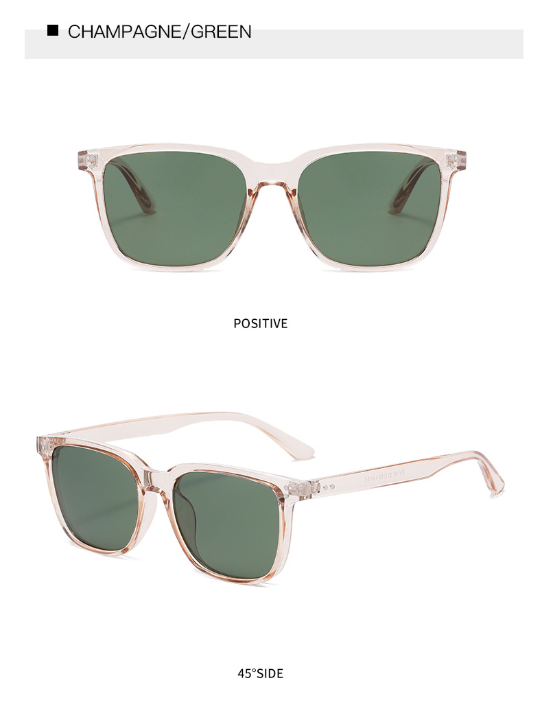 57g Weight Full Frame Glasses Structure Sunglasses Classification Tac, UV400 Protection Lens Material Square Glasses Style Outdoor, Travel Occasion Solid Color Pattern All Seasons Season Unisex Gender Basic, Simple Style Style Basic Simple Style Solid Color Tac UV400 Protection Square Full Frame Women's Sunglasses 25
