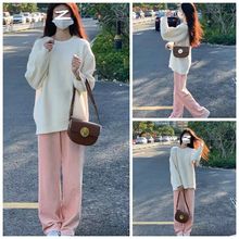 早秋女装新款高级感微胖显瘦温柔轻熟奶盐系穿搭上衣两件套装