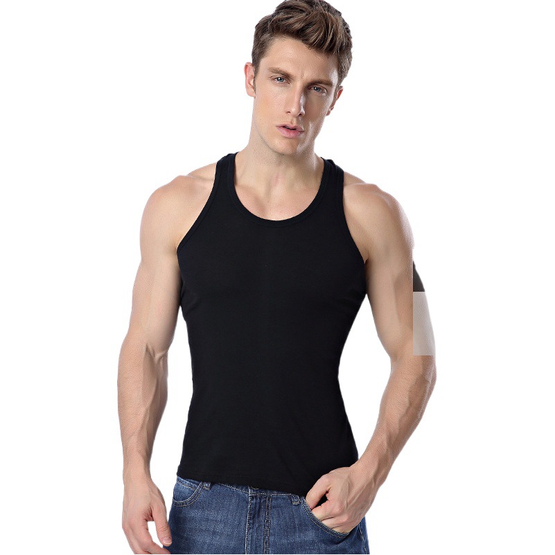 Langsha Vest Summer Men's Pure Color Cotton Bottoming Shirt Slim Tight Sports Casual T-Shirt Wholesale Dropshipping