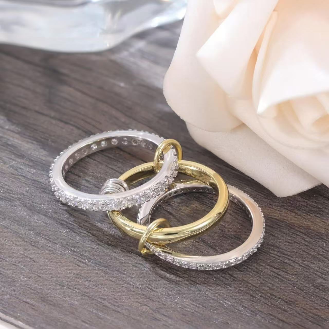 1 Piece Quantity Wholesale Jewelry Novelty Geometric Titanium Steel Zircon Rings