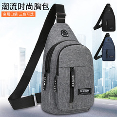 Customized trendy fashion men's chest bag, simple spliced casual small crossbody bag, new storage pouch, outdoor mini backpack.