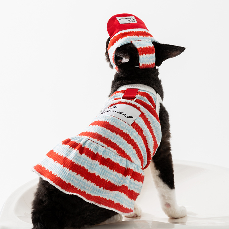 Primavera y verano lindos gatos rayos de dos patas falda sin pelo gato chaleco pareja vestido vestido vestido de gato mascota ropa de gato