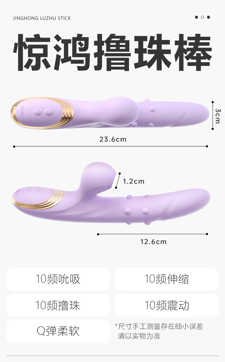 Ji Jinghong Bead Stick Telescopic Sucking Vibrator in Purple ABS and Liquid Silicone — detail image 1