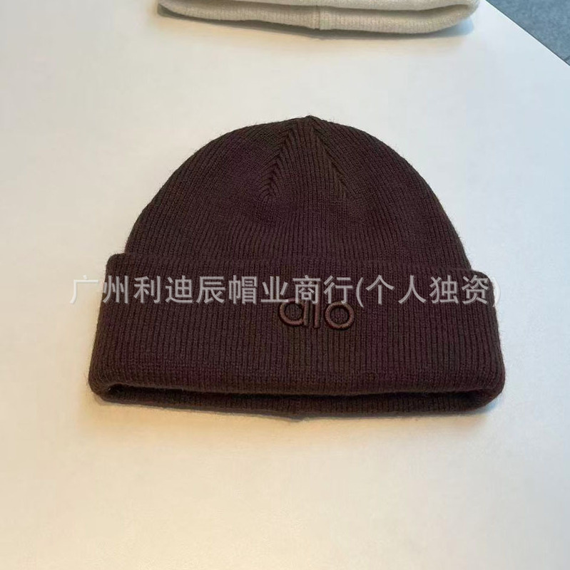 新しいニット帽〜alo秋冬ニット帽多用途暖かい厚みのある高弾性帽子スポーツ防風刺繍防寒帽子|undefined