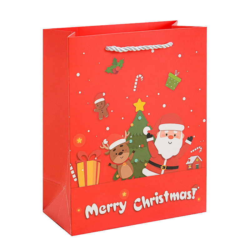 Bolsas de Regalo Navideñas Gruesas 2025 en Existencia, Bolsas de Papel de Regalo con Dibujos Animados Navideños, Bolsas de Embalaje de Mano, Bolsas de Regalo para las Fiestas