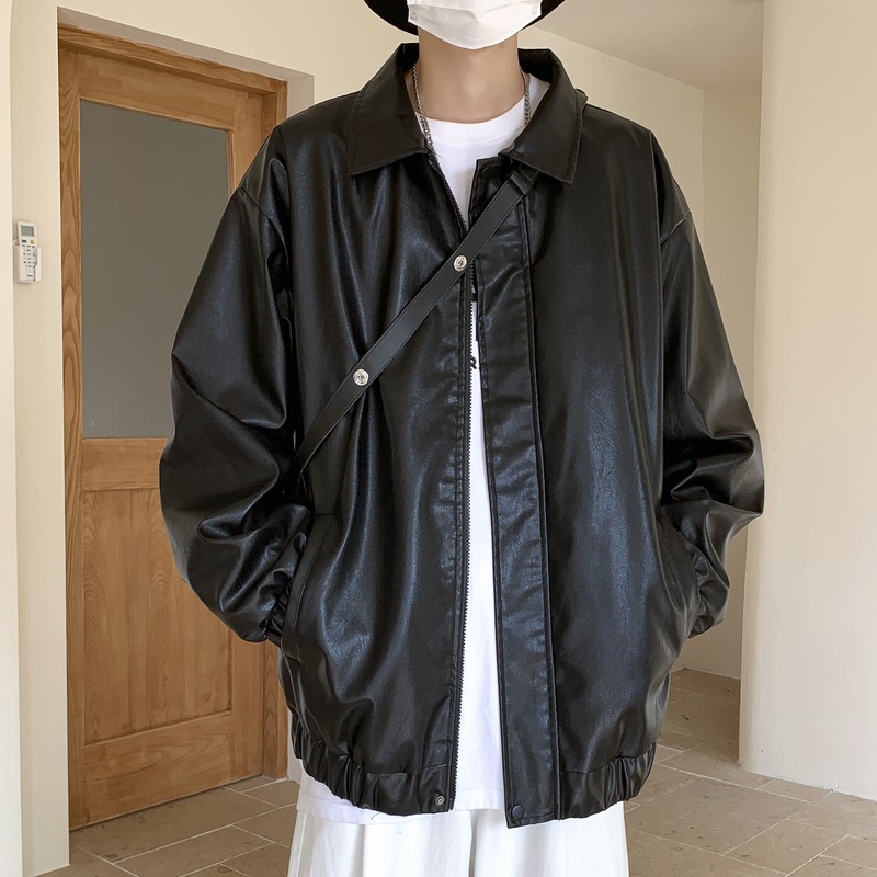(Wholesale), polyurethane long-sleeve, base jacket, Amazon, retro Hong Kong 80s–90s style, loose fit 4