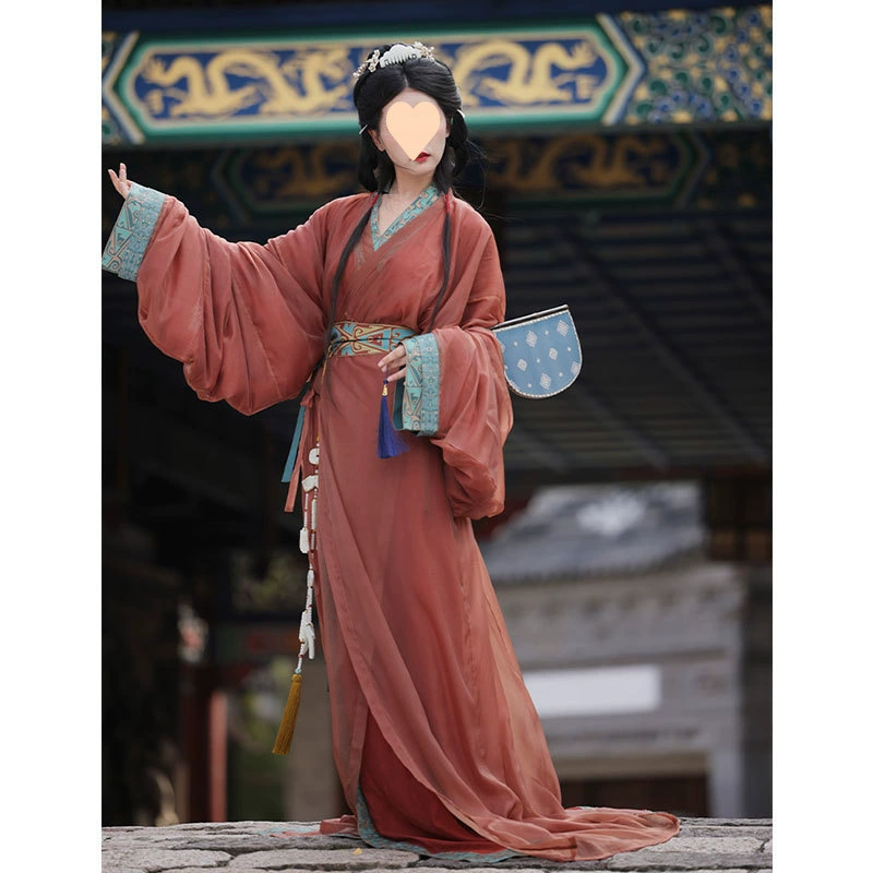 Wei and Jin System Northern and Southern Dynasties Hanfu Warring States Powder Women's Purple Fairy Costume Eight Broken Skirt Ancient Wind Big Sleeve Dance Performance