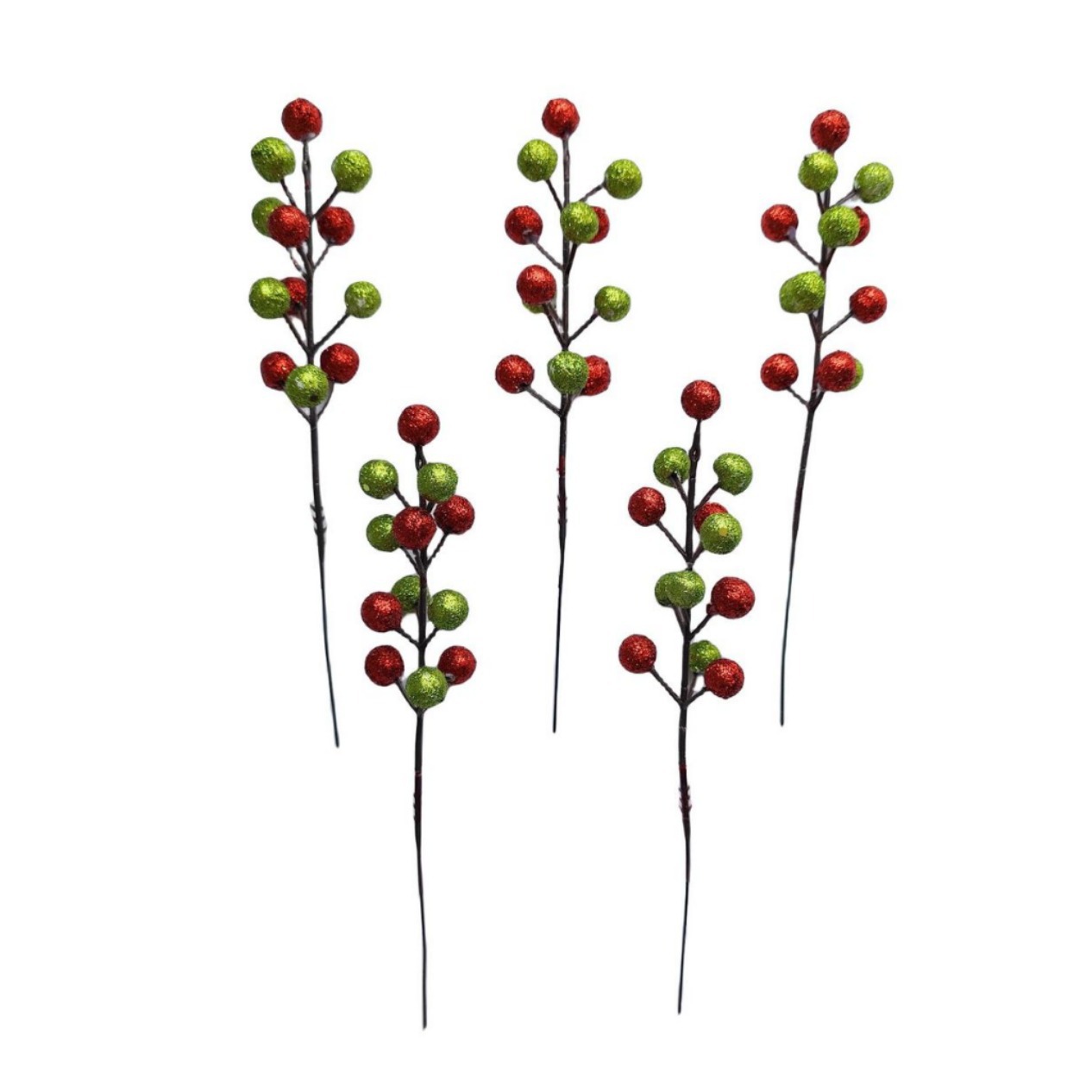 Nuevo transfronterizo 12 bolas rojo verde 22cm espuma navideña hogar árbol de Navidad dorado bayas en polvo