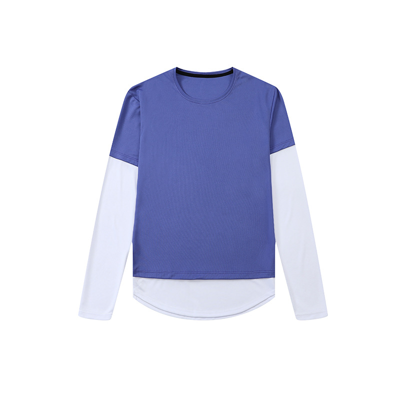 Deportes al aire libre de los hombres Camiseta de manga larga nueva costura de moda fitness correr tiro ropa cuello redondo medias de secado rápido de los hombres