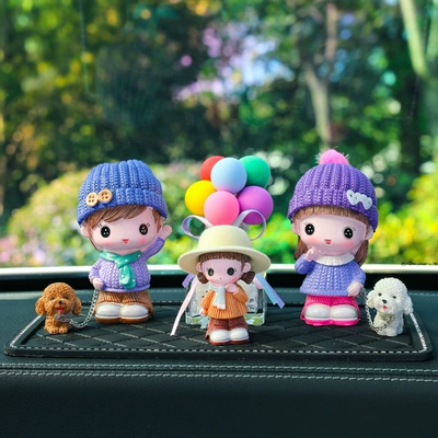 Car Ornaments, Cute Dog Car ornaments - scarf-couple-mier-color-balloon-big-diamond-pad