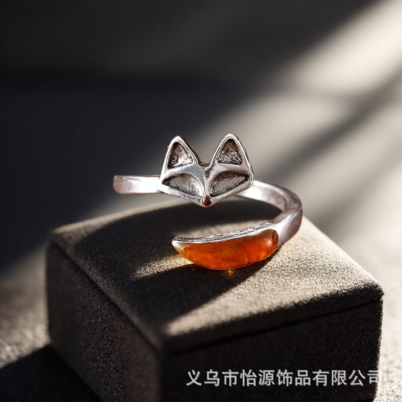 Cross-Border Hot-Selling Retro Silver Small Fox-Shaped Ring for Women, Oil-Dropping Fashion, Personalized Niche, Versatile Open Ring Cross-Border Hot-Selling Retro Silver Small Fox-Shaped Ring for Women, Oil-Dropping Fashion, Personalized Niche, Versatile Open Ring