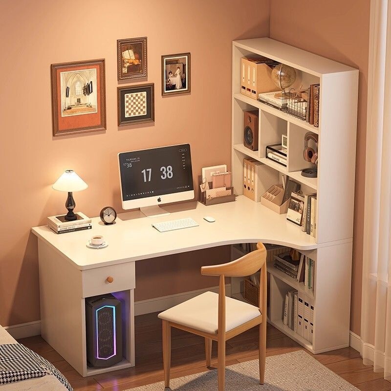 Corner computer desk, desktop home student desk with bookshelf, integrated table for bedroom, gaming desk, corner table, office desk Corner computer desk, desktop home student desk with bookshelf, integrated table for bedroom, gaming desk, corner table, office desk