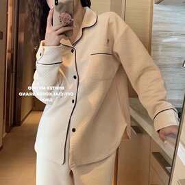 metwo黑玫瑰300G三层夹棉睡衣加厚夹棉家居服保暖套装跨境大码冬