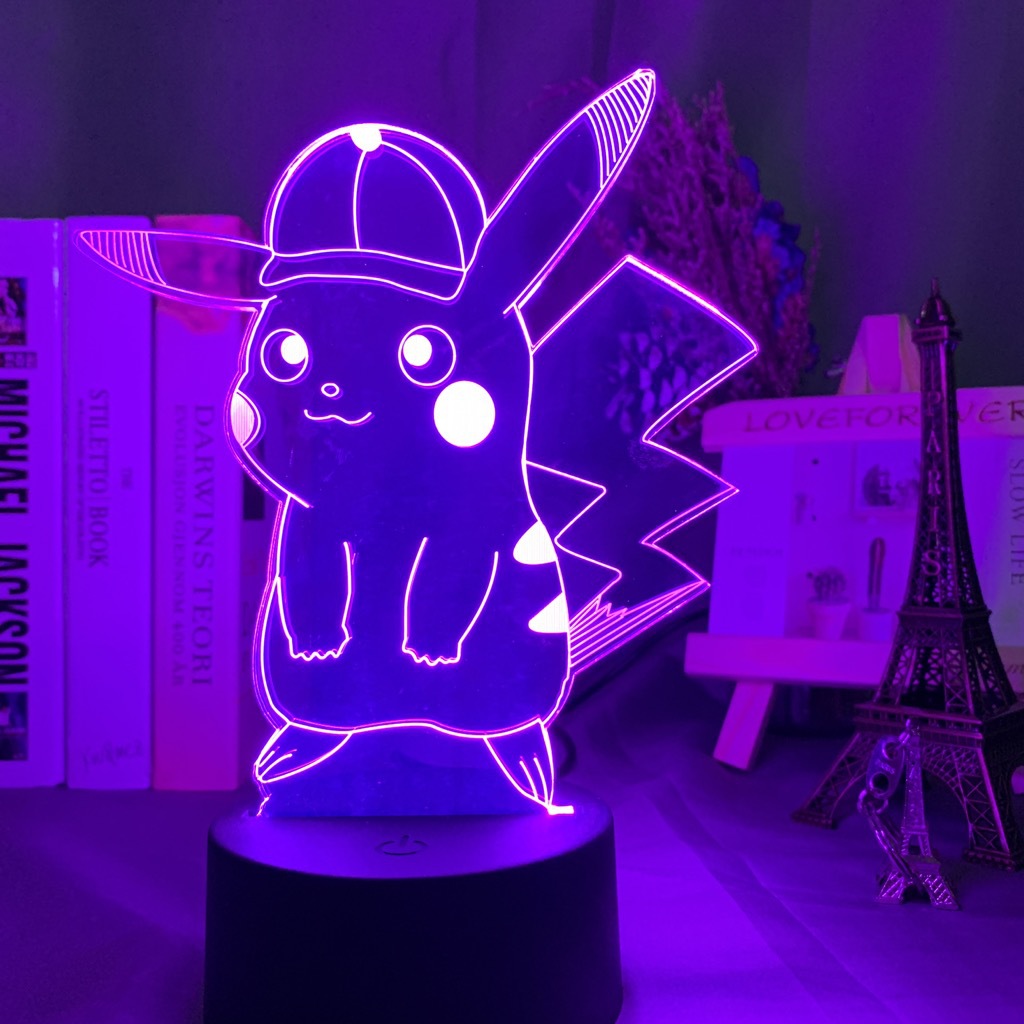Baokemeng Pikachu 3D luz de la noche LED producto creativo mascota elfo regalo lámpara Mesa mágica bebé