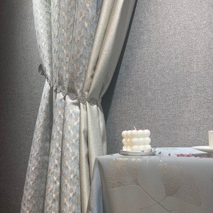 2022 New Glacier Blue Light Luxury Jacquard Stitching Houndstooth Curtain Clothing Tie Bag Fabric