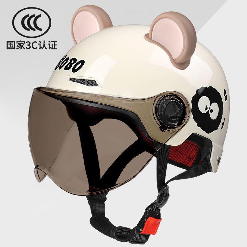 New Certified New National Standard Electric Motorcycle Safety Helmet, Summer Sun Protection Battery Bike Helmet for Girls, Cute Design
