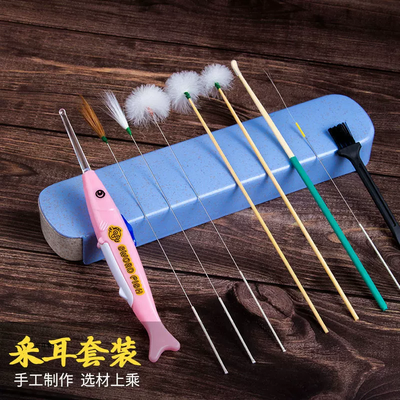 Набор инструментов для чистки ушей с перьями для чистки ушей, гусиным пером, куриным пером, палочкой для хвоста, набором для чистки ушей, бесплатная доставка.