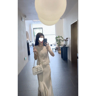 Trendy Pure Desire Gentle Style Three-Dimensional Embroidery Lace Patchwork Top 2025 Summer Slightly Sheer Slimming Tank Top