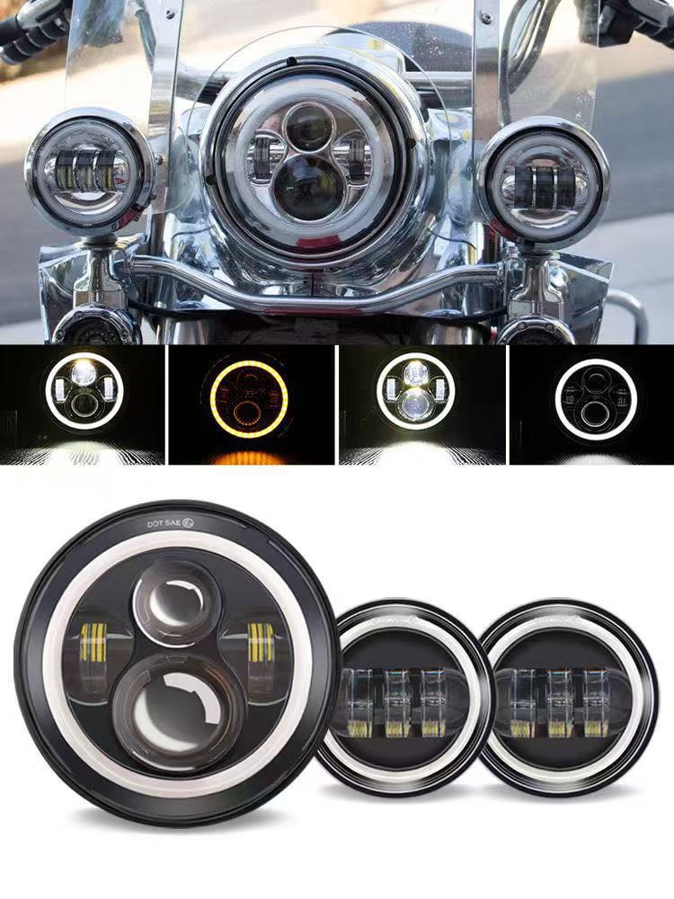 Suitable for Harley 7inch Led Headlights, 4.5inch Fog Lights, Road King Successor, Universal Full Set of Modified Lights
