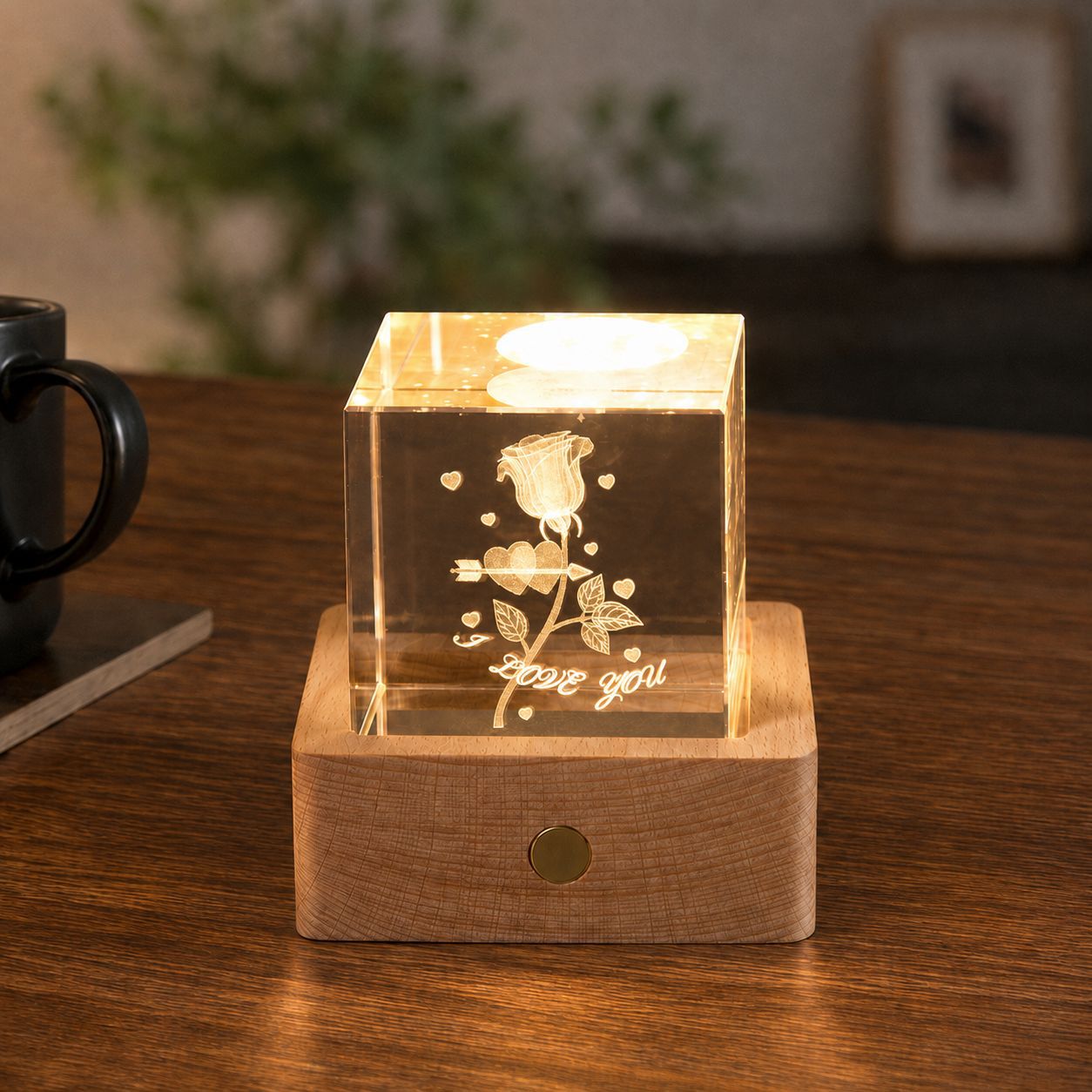 Lámpara de Noche de Cristal con Forma de Nube, Cubo Pequeño de Cristal, Adorno Creativo para Escritorio, Lámpara de Noche, Árbol de Cristal, Regalo para Niña, Transfronterizo