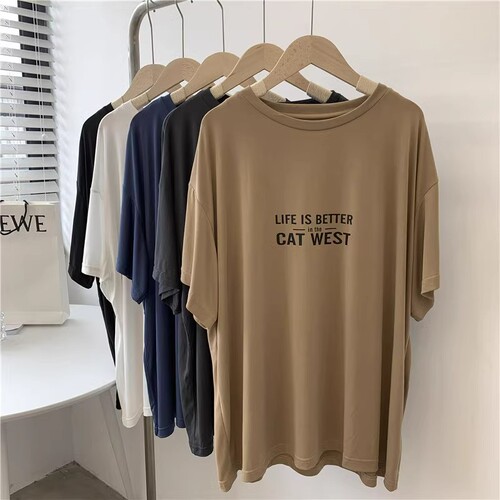 2540【40S Odel】2025 Spring Copper Ammonium Fiber Loose Medium-Length Modal Short-Sleeve T-Shirt for Women