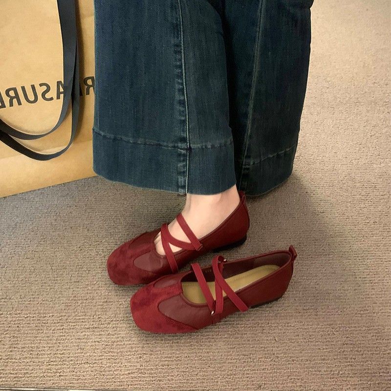 2026 Spring and Autumn New French Mary Jane Shoes with Elastic Band Slip-On Ballet Flats Fashionable Versatile Soft Sole Women's Shoes 2026 Spring and Autumn New French Mary Jane Shoes with Elastic Band Slip-On Ballet Flats Fashionable Versatile Soft Sole Women's Shoes
