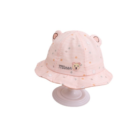 Polka dot bear baby sun hat summer style baby hat cartoon children's hat 3-12 months baby fisherman hat
