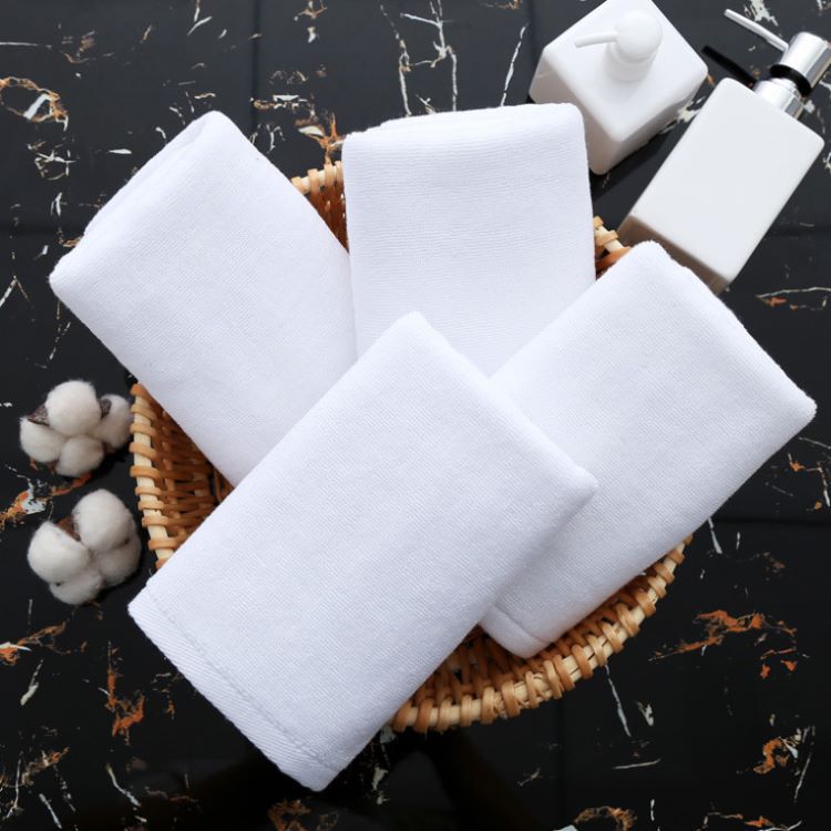 White Pure Cotton Small Square Scarves for Wholesale, Kindergarten, Airport, Restaurant Bar, Towels, 100% Cotton, Absorbent, Dining, Hotel Scarves