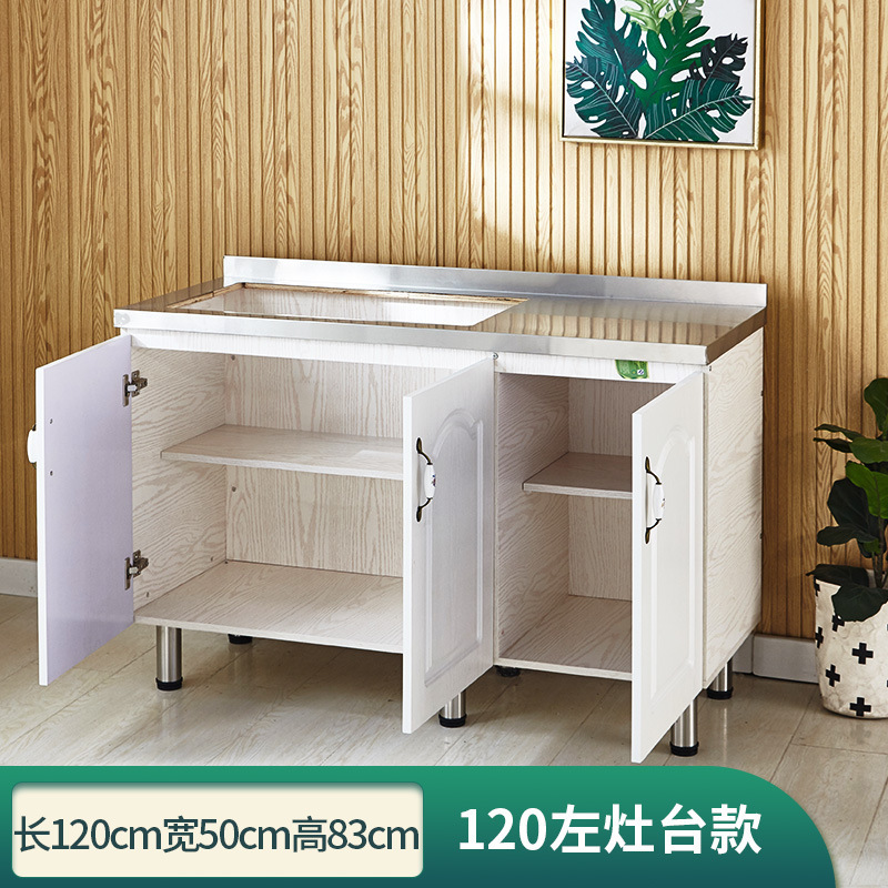 シンプルなステンレス製キャビネット、キッチンキャビネット、レンタルキッチンキャビネット収納、家庭用コンロキャビネット、一体型シンクキャビネット組み立て|undefined
