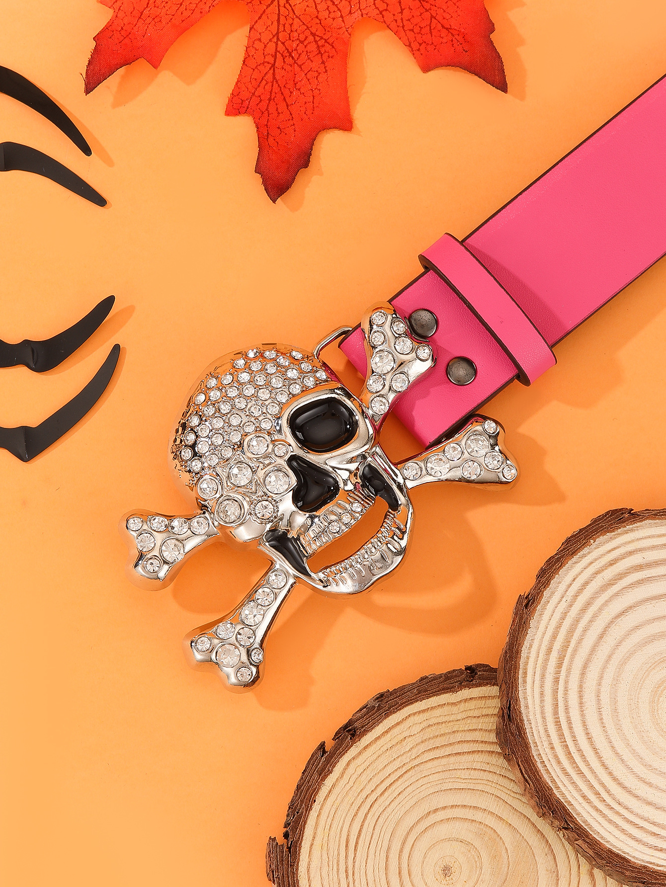 168g Weight Rhinestones Inlay Material Belt Classification 1 Piece Quantity Party, Street Occasion Alloy Material Halloween Festival Skull Pattern Unisex Gender Inlay Design Punk Style Rose Red, Blue, Black Color Punk Skull Alloy Inlay Rhinestones Unisex Leather Belts 14