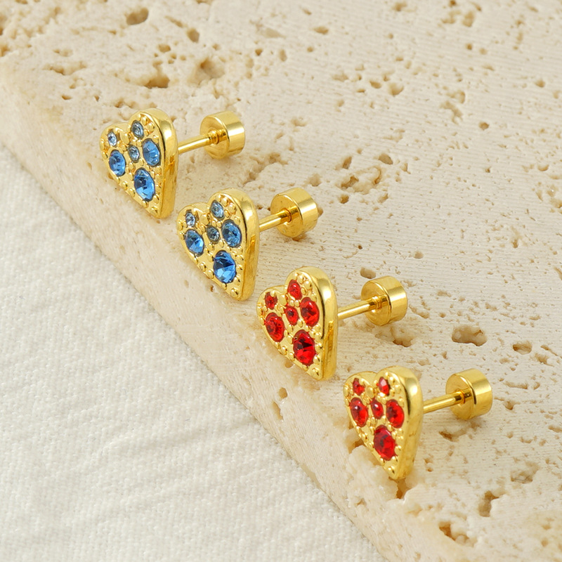 Pendientes de amor europeos y americanos que no se decoloran, pendientes de oreja, pendientes de acero inoxidable, pendientes al por mayor de diamantes exquisitos