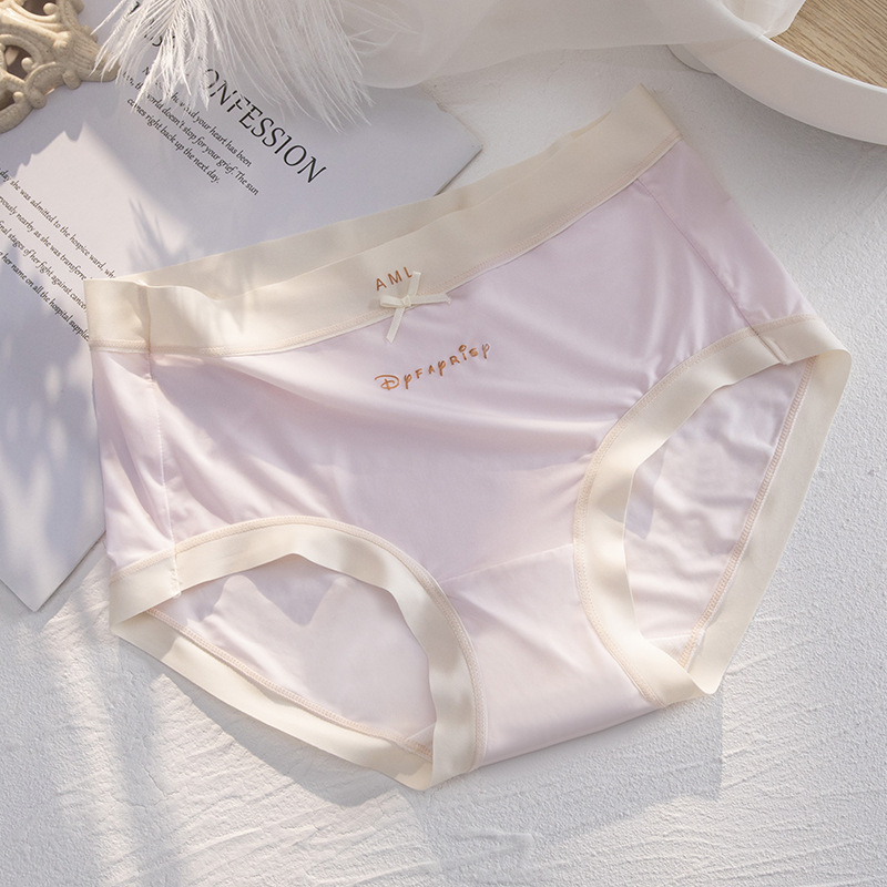 Ropa interior de seda de hielo para mujer de verano delgada sin costuras de cintura media transpirable sedoso desnudo de secado rápido estilo de niña máscara de malla pantalones cortos