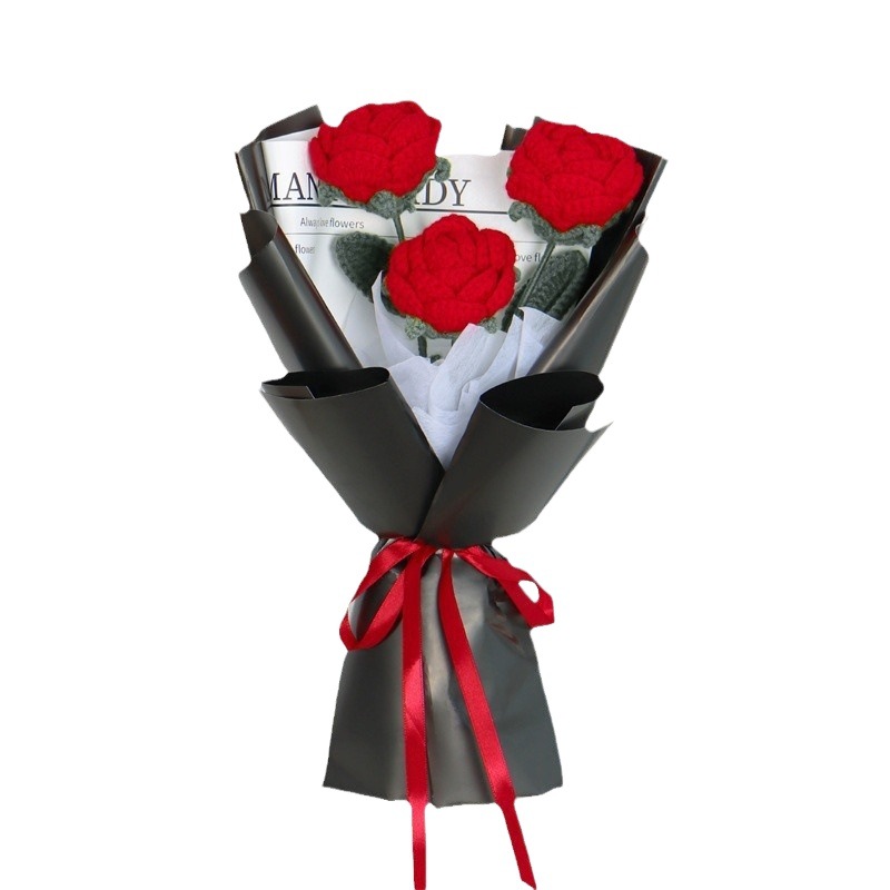 Día del maestro hecho a mano un ramo de girasoles mezclar y combinar imitación de lana crochet tulipán adornos de mesa