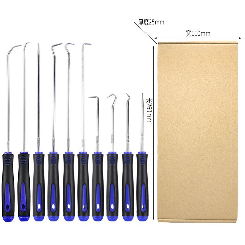 진한 파란색 손잡이 은봉 10개 세트(상자에 포장)