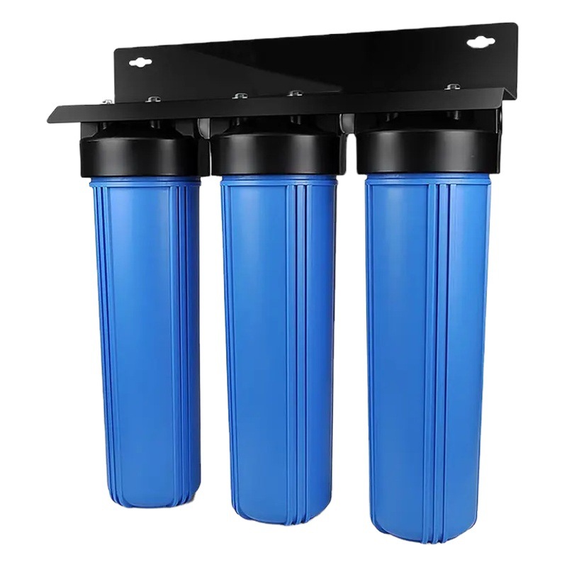 Purificador de agua del hogar comercial de 20 pulgadas de grasa grande botella azul de tres niveles de toda la Casa Gran grifo de agua del Filtro frontal de la tubería de agua