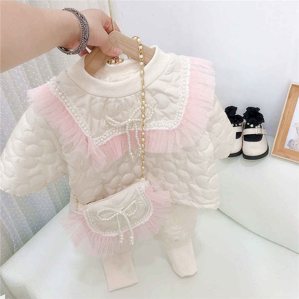 Girls' Warmth 2023, Thickened Cotton Quilted Two Piece Set for Girls in Winter_voghion.com
