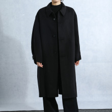 秋冬新款加厚方领纯羊毛加长大衣灯芯绒内门襟宽松毛呢女大衣高级