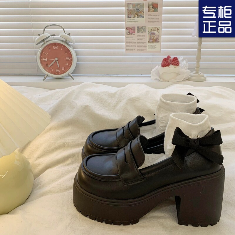 Spring and Summer with Skirt 2025 New French Thick High-Heeled Loafers Brown Retro British Style Thick-Soled Small Leather Shoes for Women Spring and Summer with Skirt 2025 New French Thick High-Heeled Loafers Brown Retro British Style Thick-Soled Small Leather Shoes for Women